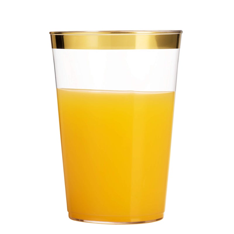 Munfix 100 Gold Plastic Cups 14 Oz Clear Tumblers Gold Rimmed Fancy Disposable Wedding Elegant Party Cups with Gold Rim - Image 5